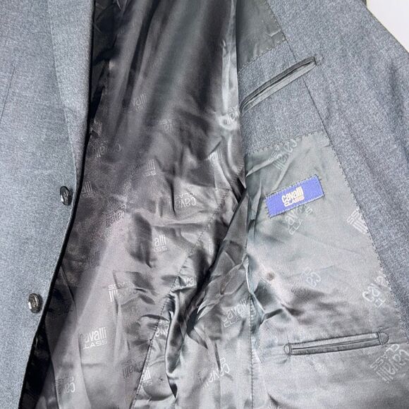 CAVALLI CLASS BY ROBERTO CAVALLI Slim Fit Wool Suit Blazer Size 54/48 - Picture 13 of 13